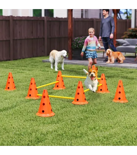 Juego de Agilidad para Perros Vallas de Obstáculos de Entrenamiento de Coordinación 8 Conos 8 Barras Bolsa