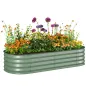 Jardinera Exterior Grande de Acero Galvanizado con Base Abierta Bordes de Seguridad Fácil Montaje 150x62x30 cm Verde