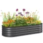 Jardinera Exterior Grande de Acero Galvanizado con Base Abierta Bordes de Seguridad Fácil Montaje 150x62x30 cm Gris