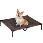 Cama para Mascotas con Zona de Malla Transpirable y Tela Oxford para Interior Exterior 92x76x18 cm Café