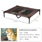 Cama para Mascotas con Zona de Malla Transpirable y Tela Oxford para Interior Exterior 92x76x18 cm Café