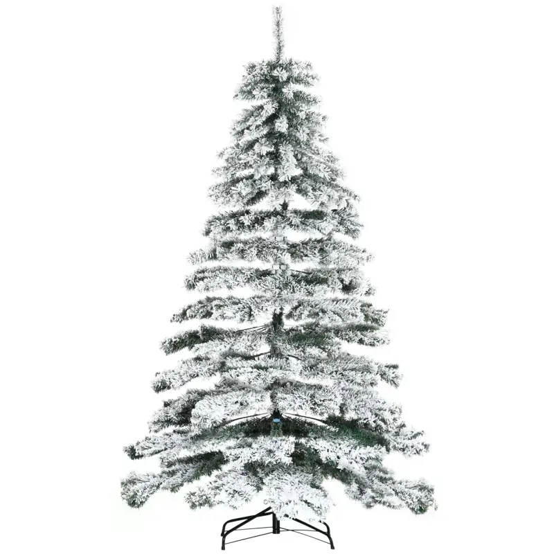 Árbol de Navidad 225 cm Árbol de Navidad Artificial Nevado con 1083 Ramas y Soporte de Metal Árbol de Navideño para Salón Verde