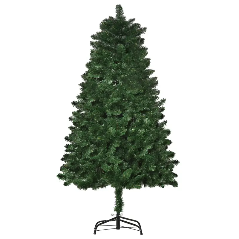 Árbol de Navidad Artificial 150 cm Ignífugo con 454 Ramas con 2 Tipos de Puntas de PVC Base Plegable y Soporte de Acero Decoraci