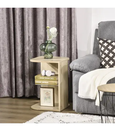 Mesita Auxiliar de Salón Moderna Mesilla de Noche con 3 Estantes Tablero de Cristal Mesita de Café para Sala de Estar Do