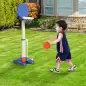 Canasta de Baloncesto 2 en 1 Canasta de Baloncesto Infantil con Aro Ajustable en Altura de 83-120 cm Pelotas y Palo de Golf 46x4