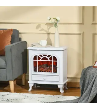 Chimenea Eléctrica Portátil 1000/2000W con Llama LED Brillo Regulable Termostato Ajustable y Protección Sobrecalentamiento para