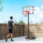 Canasta de Baloncesto con Altura Ajustable 178-208 cm Ruedas y Base Rellenable para Adolescentes y Adultos Rojo y Negro