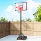 Canasta de Baloncesto con Altura Ajustable 178-208 cm Ruedas y Base Rellenable para Adolescentes y Adultos Rojo y Negro