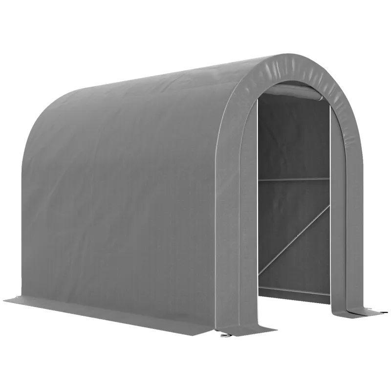 Carpa de Jardín para Bicicletas con Marco de Acero Puerta con Cremallera Impermeable 2,4x1,6x1,9 m Gris Claro