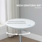 Mesa de Bar Regulable en Altura Giratoria 360º con Base Redonda Mesa Alta de Acero Moderna para Cocina Comedor Cafetería