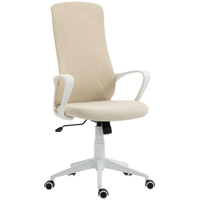 Silla de Oficina Giratoria Altura Ajustable con Reposabrazos Función de Basculante Respaldo Alto 62x56x110-119,5cm Beige Silla de Oficina Giratoria Altura Ajustable con Reposabrazos Función de Basculante Respaldo Alto 62x56x110-119,5cm Beige