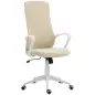 Silla de Oficina Giratoria Altura Ajustable con Reposabrazos Función de Basculante Respaldo Alto 62x56x110-119,5cm Beige