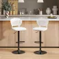 Juego de 2 Taburetes de Bar Giratorios en 360° Regulables en Altura de 84-105 cm Respaldo Hueco Reposapiés Blanco