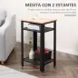 Mesa Auxiliar Mesita de Noche Estilo Industrial con 2 Estantes de Rejilla de Metal y Pies Ajustables para Salón Dormitorio 45x35