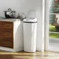 Cubo de Basura Cocina Automático 50 L Estrecha de Acero Inoxidable con Sensor Infrarrojo Modo Manual Antihuellas Blanco