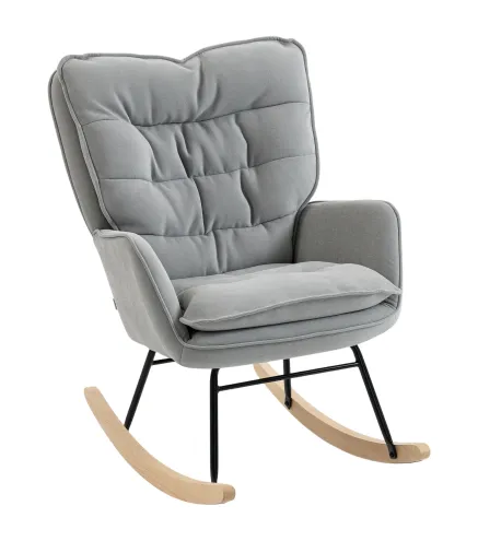 Silla Mecedora con Patas de Madera de Haya y Reposabrazos Mecedora para Lactancia Carga 120 kg para Dormitorio Gris