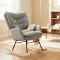 Silla Mecedora con Patas de Madera de Haya y Reposabrazos Mecedora para Lactancia Carga 120 kg para Dormitorio Gris Silla Mecedora con Patas de Madera de Haya y Reposabrazos Mecedora para Lactancia Carga 120 kg para Dormitorio Gris