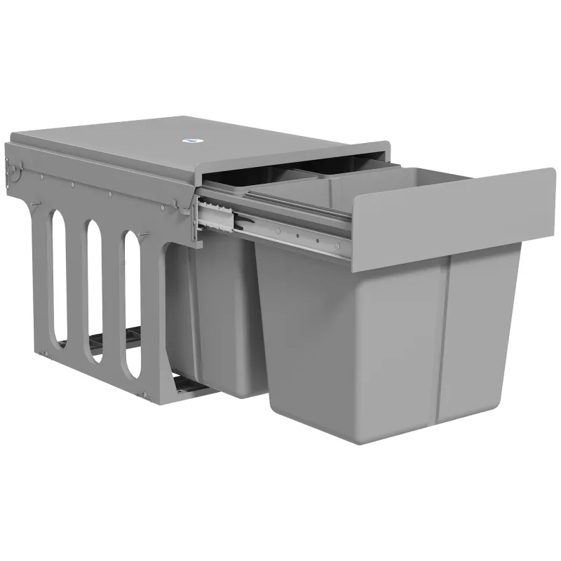 Cubo de Basura Extraíble bajo Fregadero con 3 Contenedores Capacidad Total 31L (15L+8Lx2) Fijación Inferior Gris Claro Cubo de Basura Extraíble bajo Fregadero con 3 Contenedores Capacidad Total 31L (15L+8Lx2) Fijación Inferior Gris Claro
