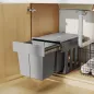 Cubo de Basura Extraíble bajo Fregadero con 3 Contenedores Capacidad Total 31L (15L+8Lx2) Fijación Inferior Gris Claro