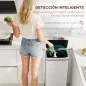 Cubo de Basura Cocina Automático 50L, Papelera de Cocina de Acero Inoxidable con Sensor Infrarrojo, Cierre Suave, Plata