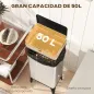 Cubo de Basura Cocina Automático 50L, Papelera de Cocina de Acero Inoxidable con Sensor Infrarrojo, Cierre Suave, Plata