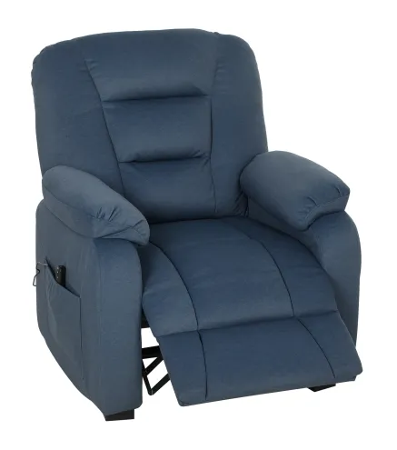 Sillón Relax Reclinable Eléctrico Silencioso con Función Memoria Reposapiés Mando a Distancia Bolsillos Laterales Azul