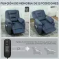 Sillón Relax Reclinable Eléctrico Silencioso con Función Memoria Reposapiés Mando a Distancia Bolsillos Laterales Azul