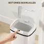 Cubo de Basura Cocina Automático 15 L con Sensor Infrarrojo y Modo Manual Anillo de Retención Antihuellas Blanco