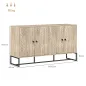 Aparador de Salón con 4 Puertas con Diseño Chevron Estantes Ajustables Patas de Acero 140,5x40x81,5 cm Roble