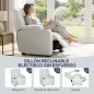 Sillón Relax Reclinable Eléctrico Silencioso con Función Memoria Reposapiés Mando a Distancia Bolsillos Laterales Crema