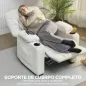 Sillón Relax Reclinable Eléctrico Silencioso con Función Memoria Reposapiés Mando a Distancia Bolsillos Laterales Crema