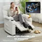 Sillón Relax Reclinable Eléctrico Silencioso con Función Memoria Reposapiés Mando a Distancia Bolsillos Laterales Crema