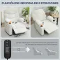 Sillón Relax Reclinable Eléctrico Silencioso con Función Memoria Reposapiés Mando a Distancia Bolsillos Laterales Crema