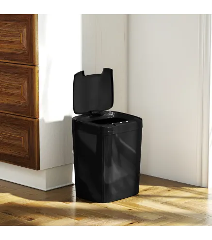 Cubo de Basura Cocina Automático 15 L con Sensor Infrarrojo y Modo Manual Anillo de Retención Antihuellas Negro