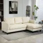 Sofá Chaise Longue de 3 Plazas en Forma de L Tapizado en Pana Asiento y Respaldo Acolchados 214x134x87 cm Beige