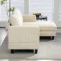 Sofá Chaise Longue de 3 Plazas en Forma de L Tapizado en Pana Asiento y Respaldo Acolchados 214x134x87 cm Beige