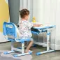 Pupitre Infantil 2 en 1 Juego de Escritorio y Silla para Niños de +6 Años con Altura Ajustable Mesa Regulable en Ángulo y Bandej