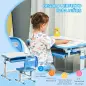 Pupitre Infantil 2 en 1 Juego de Escritorio y Silla para Niños de +6 Años con Altura Ajustable Mesa Regulable en Ángulo y Bandej