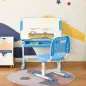 Pupitre Infantil 2 en 1 Juego de Escritorio y Silla para Niños de +6 Años con Altura Ajustable Mesa Regulable en Ángulo y Bandej