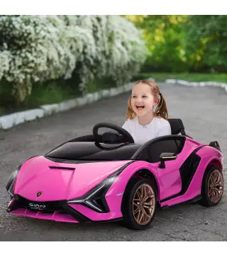Coche Eléctrico para Niños de +3 Años Lamborghini SIAN Coche de Batería 12V con Mando a Distancia Apertura de Puerta Música MP3