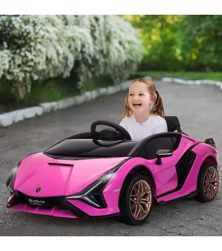 Coche Eléctrico para Niños de +3 Años Lamborghini SIAN Coche de Batería 12V con Mando a Distancia Apertura de Puerta Música MP3