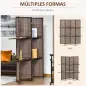 Biombo de 4 Piezas de Bambú Biombo Separador de Ambientes Plegable con 2 Estantes Extraíbles Divisor de Habitaciones Dormitorio