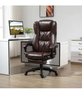 Silla de Masaje Reclinable con Altura Ajustable Reposapiés Retráctil y Control Remoto 68,5x68,5x113-121 cm Marrón