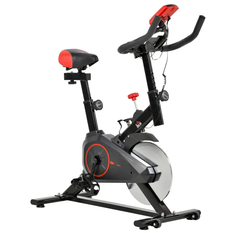 Bicicleta Estática Ciclo Indoor con Pantalla LCD Pulsómetro Sillín y Manillar Ajustables en Altura Volante de Inercia de 6 kg y