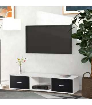 Mueble de TV para Televisores de hasta 60" Mesa para TV de Salón Estilo Moderno con 2 Cajones y Compartimento Abierto 14
