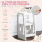 Torre de Aprendizaje para Niños Taburete Infantil con Altura Ajustable en 3 Posiciones y Plataforma Antideslizante para Cocina C