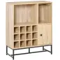 Aparador de Cocina con Botellero para 12 Botellas y Soporte de 6 Copas de Vino 76x35x97 cm Madera Natural