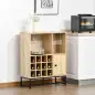 Aparador de Cocina con Botellero para 12 Botellas y Soporte de 6 Copas de Vino 76x35x97 cm Madera Natural