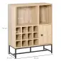 Aparador de Cocina con Botellero para 12 Botellas y Soporte de 6 Copas de Vino 76x35x97 cm Madera Natural