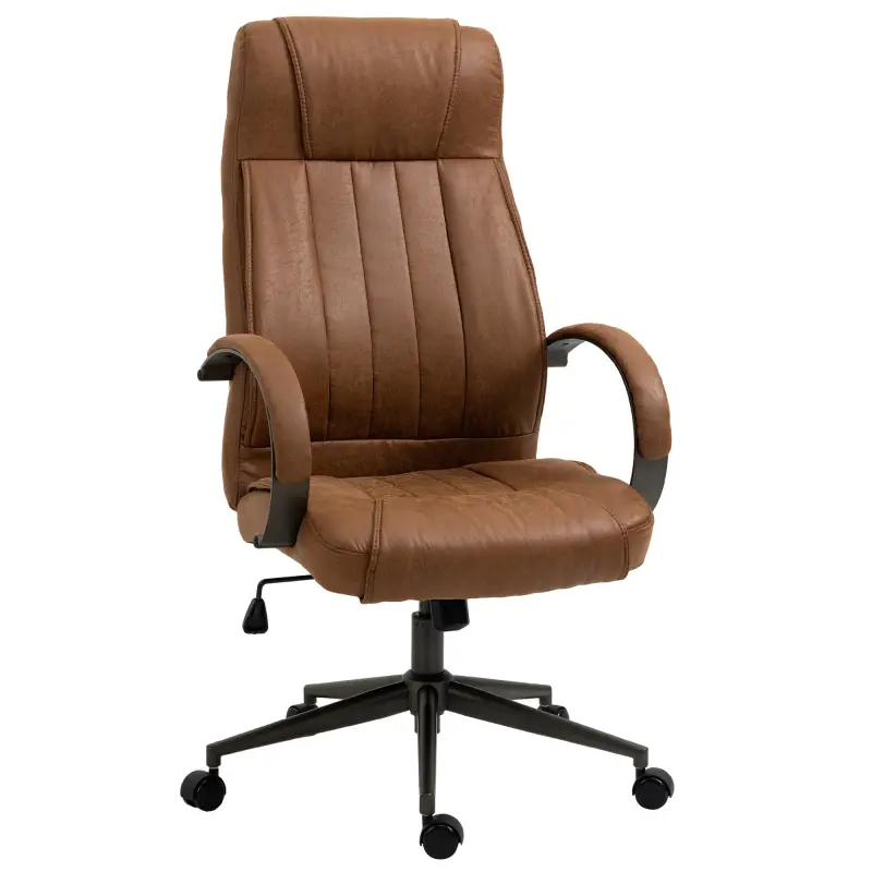 Silla de Escritorio Giratoria con Altura Ajustable Reposacabezas Reposabrazos y Respaldo 65x71,5x114-122 cm Marrón Silla de Escritorio Giratoria con Altura Ajustable Reposacabezas Reposabrazos y Respaldo 65x71,5x114-122 cm Marrón